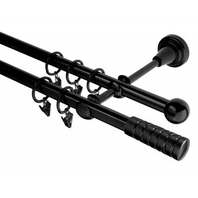 Garnýž kovová dvouřadá 16mm Torino černá