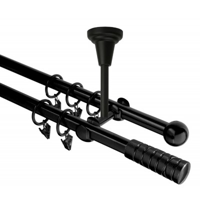 Garnýž kovová dvouřadá 16mm Torino černá