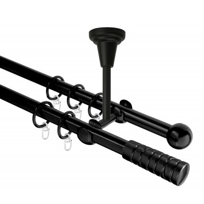 Garnýž kovová dvouřadá 16mm Torino černá