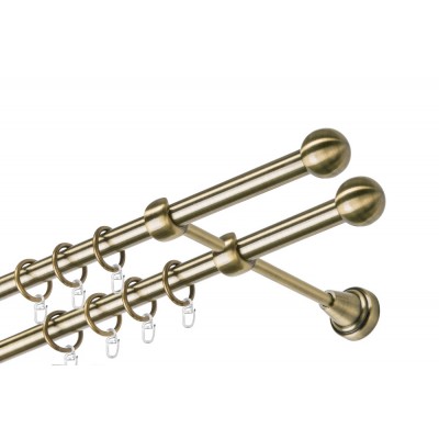 Garnýž kovová dvouřadá 16mm Koule mosaz