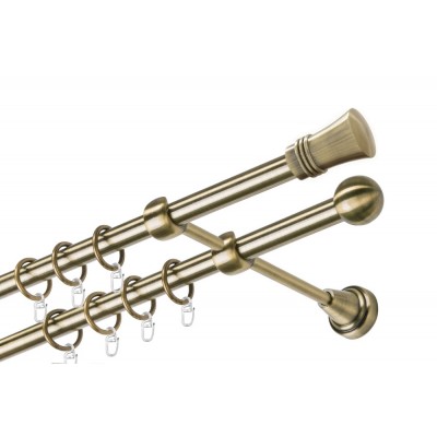 Garnýž kovová dvouřadá 16mm Capri mosaz