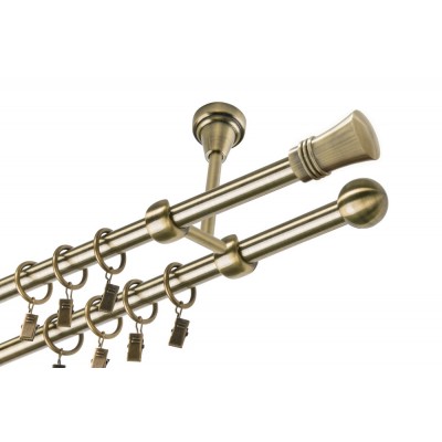 Garnýž kovová dvouřadá 16mm Capri mosaz