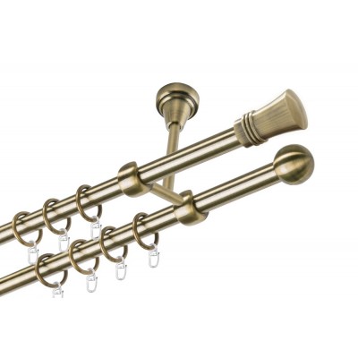 Garnýž kovová dvouřadá 16mm Capri mosaz