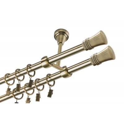 Garnýž kovová dvouřadá 16mm Capri double mosaz