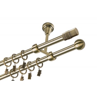 Garnýž kovová dvouřadá 16mm Cylinder mosaz