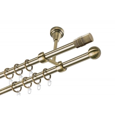 Garnýž kovová dvouřadá 16mm Cylinder mosaz