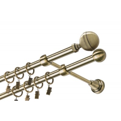 Garnýž kovová dvouřadá 16mm Kalisto mosaz