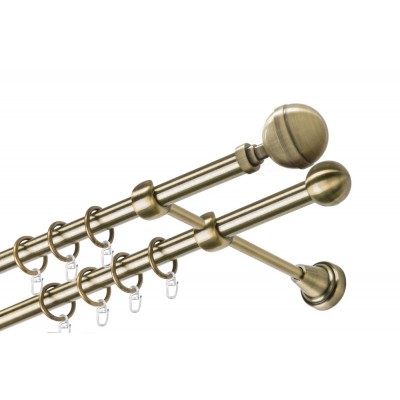 Garnýž kovová dvouřadá 16mm Kalisto mosaz