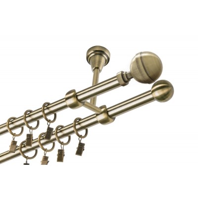 Garnýž kovová dvouřadá 16mm Kalisto mosaz