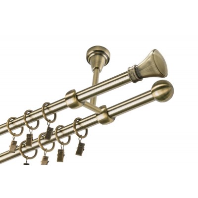 Garnýž kovová dvouřadá 16mm Koloseo mosaz