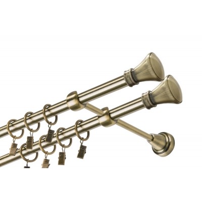 Garnýž kovová dvouřadá 16mm Koloseo double mosaz