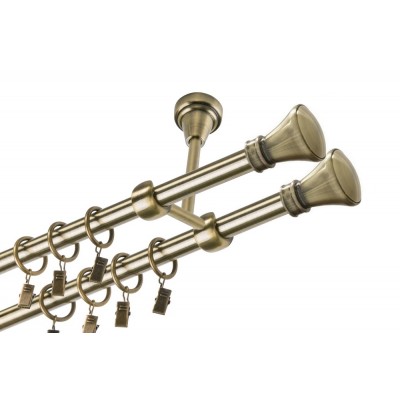 Garnýž kovová dvouřadá 16mm Koloseo double mosaz