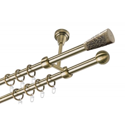 Garnýž kovová dvouřadá 16mm Sevilla mosaz