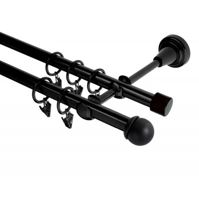 Garnýž kovová dvouřadá 19mm Todi černá