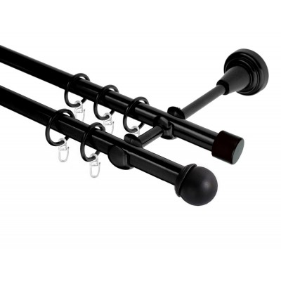 Garnýž kovová dvouřadá 19mm Todi černá