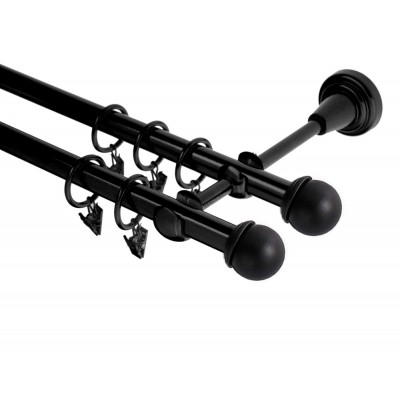 Garnýž kovová dvouřadá 19mm Todi double černá