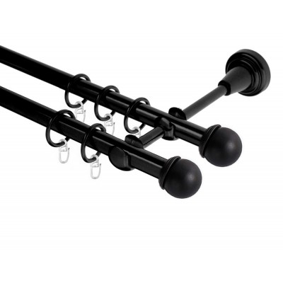 Garnýž kovová dvouřadá 19mm Todi double černá