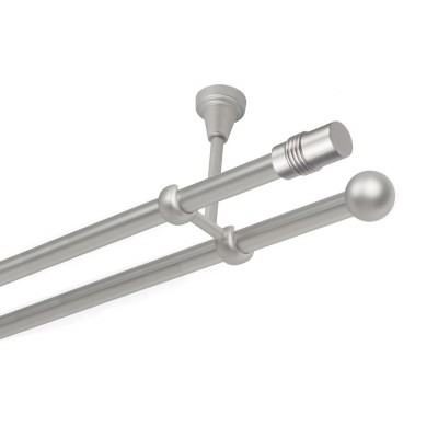 Garnýž kovová dvouřadá 19mm Cylinder satina