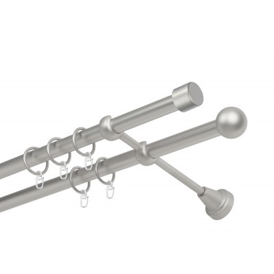 Garnýž kovová dvouřadá 19mm Pullo satina