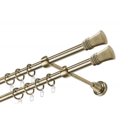 Garnýž kovová dvouřadá 19mm Capri double mosaz