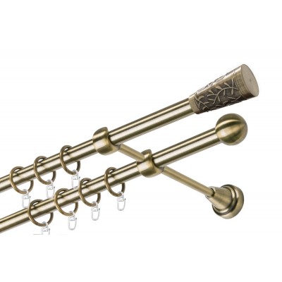 Garnýž kovová dvouřadá 19mm Sevilla mosaz