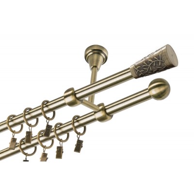 Garnýž kovová dvouřadá 19mm Sevilla mosaz