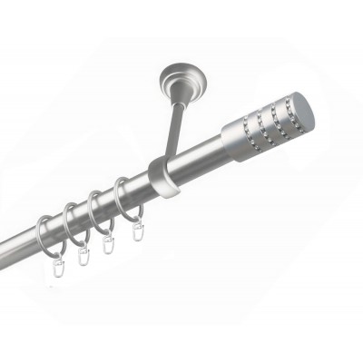 Garnýž kovová jednořadá 25mm Cylinder crystal satina