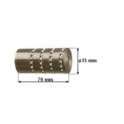 Garnýž kovová jednořadá 25mm Cylinder crystal mosaz