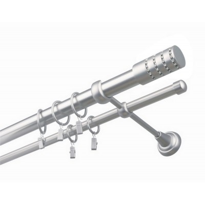 Garnýž kovová dvouřadá 25/16mm Cylinder crystal satina