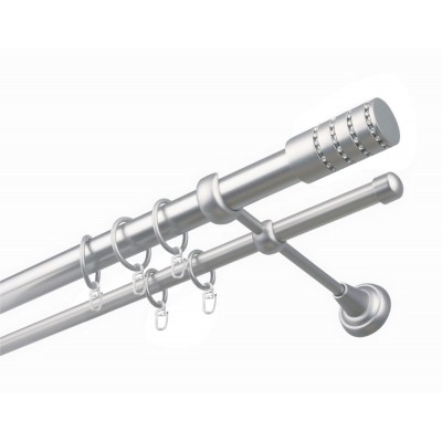 Garnýž kovová dvouřadá 25/16mm Cylinder crystal satina