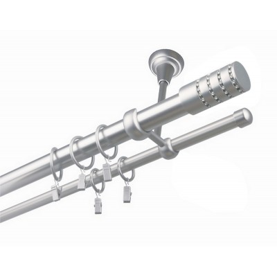 Garnýž kovová dvouřadá 25/16mm Cylinder crystal satina