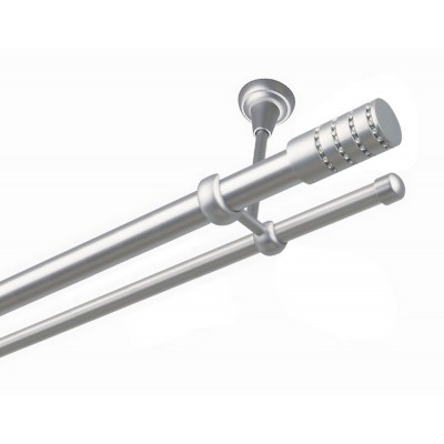 Garnýž kovová dvouřadá 25/16mm Cylinder crystal satina