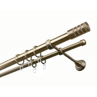 Garnýž kovová dvouřadá 25/16mm Cylinder crystal mosaz