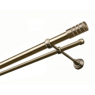 Garnýž kovová dvouřadá 25/16mm Cylinder crystal mosaz