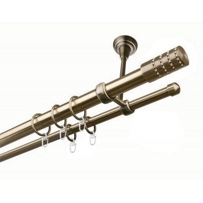 Garnýž kovová dvouřadá 25/16mm Cylinder crystal mosaz