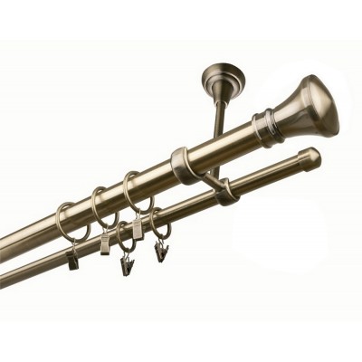 Garnýž kovová dvouřadá 25/16mm Koloseo mosaz