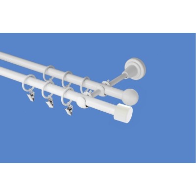 Garnýž kovová dvouřadá 16mm Pullo bílá