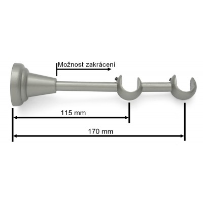 Konzole dvouřadá pro tyč 16mm stříbrná mat