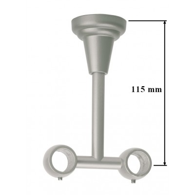 Konzole stropní dvouřadá pro tyč 16mm stříbrná mat
