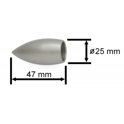 Koncovka pro tyč 16mm Špice stříbrná mat