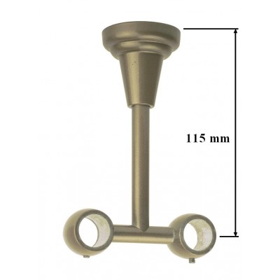 Konzole stropní dvouřadá pro tyč 16mm zlatá antik