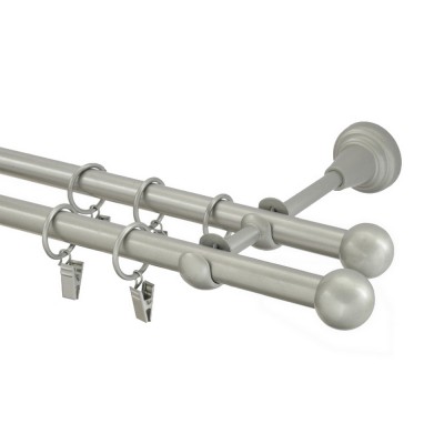 Garnýž kovová dvouřadá 16mm Koule stříbrná mat