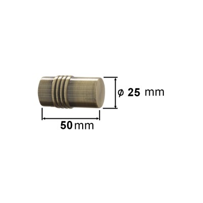 Koncovka pro tyč 19mm Cylinder mosaz