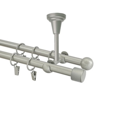 Garnýž kovová dvouřadá 16mm Pullo stříbrná mat