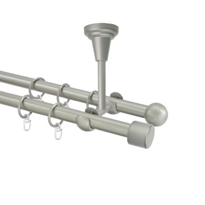 Garnýž kovová dvouřadá 16mm Pullo stříbrná mat