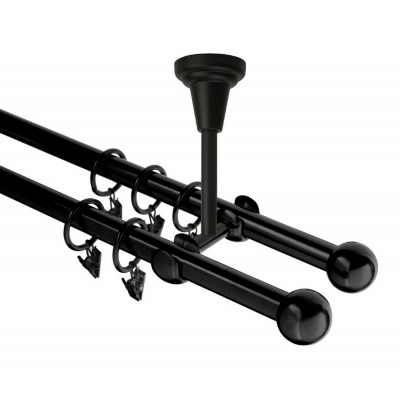 Garnýž kovová dvouřadá 16mm koule černá