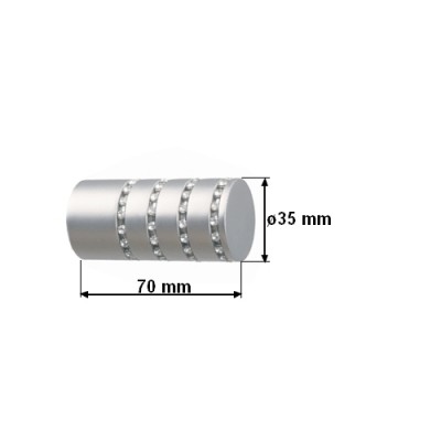 Koncovka pro tyč 25mm Cylinder crystal satina
