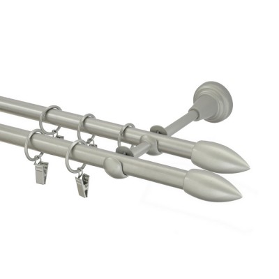 Garnýž kovová dvouřadá 16mm Špice double stříbrná mat