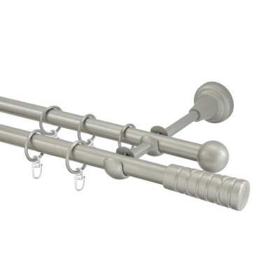 Garnýž kovová dvouřadá 16mm Torino stříbrná mat