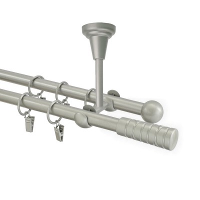 Garnýž kovová dvouřadá 16mm Torino stříbrná mat